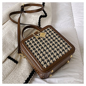 Boxy Shape Checker Satchel / Shoulder Bag
