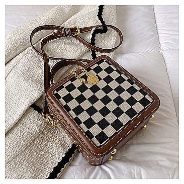 Boxy Shape Checker Satchel / Shoulder Bag