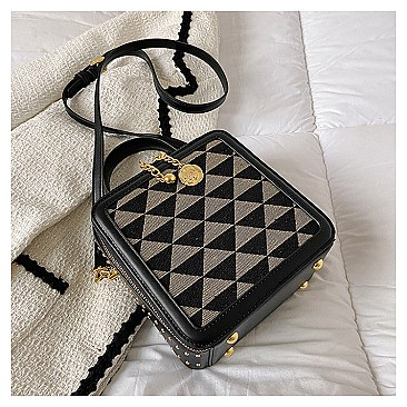 Boxy Shape Checker Satchel / Shoulder Bag