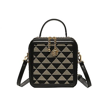 Boxy Shape Checker Satchel / Shoulder Bag