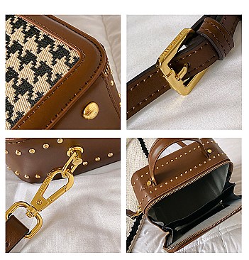 Boxy Shape Checker Satchel / Shoulder Bag