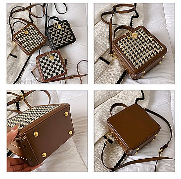 Boxy Shape Checker Satchel / Shoulder Bag