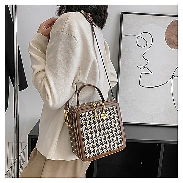 Boxy Shape Checker Satchel / Shoulder Bag