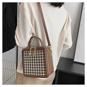 Boxy Shape Checker Satchel / Shoulder Bag