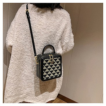 Boxy Shape Checker Satchel / Shoulder Bag