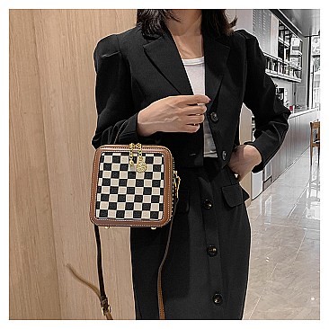 Boxy Shape Checker Satchel / Shoulder Bag