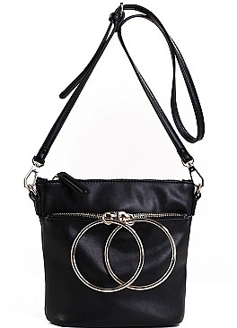 Trendy Hoop Accented Crossbody Bag