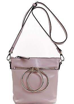 Trendy Hoop Accented Crossbody Bag