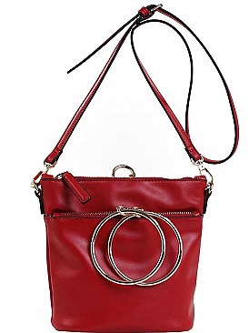 Trendy Hoop Accented Crossbody Bag