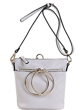 Trendy Hoop Accented Crossbody Bag