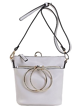 Trendy Hoop Accented Crossbody Bag