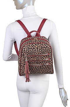 3 in 1 Leopard Tri-Zip Back Pack Clutch Set