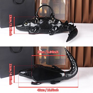 Crocodile Shaped Novelty Satchel - Shoulder Bag