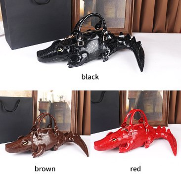 Crocodile Shaped Novelty Satchel - Shoulder Bag