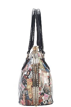 DESIGNER MICHELLE OBAMA 2 IN 1 JEWEL TOP HANDBAG SET