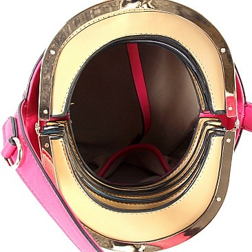 ACCORDION KISS-LOCK BUCKET SATCHEL