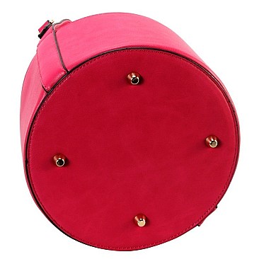ACCORDION KISS-LOCK BUCKET SATCHEL
