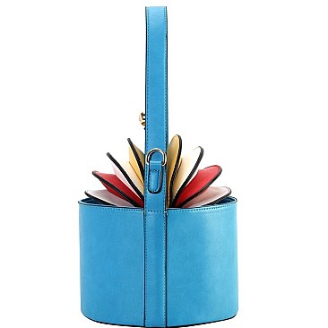 ACCORDION KISS-LOCK BUCKET SATCHEL