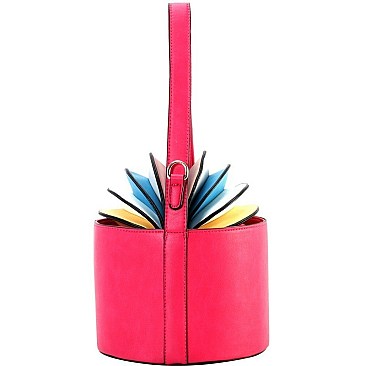 ACCORDION KISS-LOCK BUCKET SATCHEL