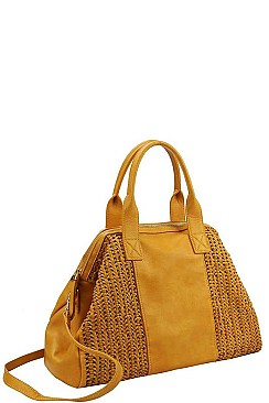 SMOOTH PU LEATHER DESIGNER FASHION TRENDY SATCHEL WITH LONG STRAP JY-AL-0011-HR