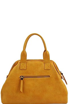 SMOOTH PU LEATHER DESIGNER FASHION TRENDY SATCHEL WITH LONG STRAP JY-AL-0011-HR