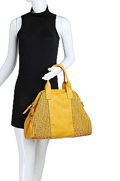 SMOOTH PU LEATHER DESIGNER FASHION TRENDY SATCHEL WITH LONG STRAP JY-AL-0011-HR