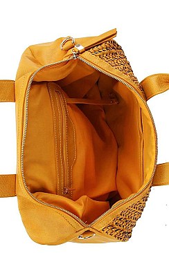 SMOOTH PU LEATHER DESIGNER FASHION TRENDY SATCHEL WITH LONG STRAP JY-AL-0011-HR