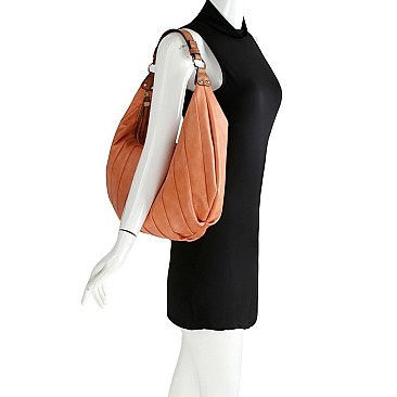 2-Way Pinstripe Effect Two-Tone Strap Hobo