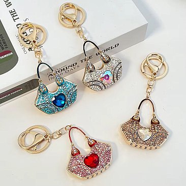 Jem Stone Handbag Shape Charm Keychain
