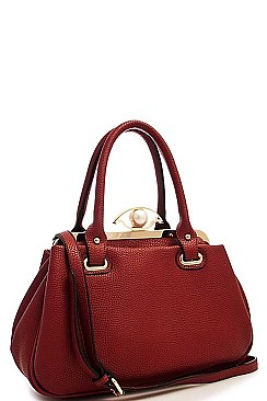 DESIGNER CHIC PEARL CLOSER SATCHEL WITH LONG STRAP