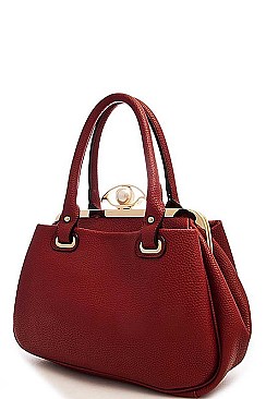 DESIGNER CHIC PEARL CLOSER SATCHEL WITH LONG STRAP