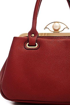 DESIGNER CHIC PEARL CLOSER SATCHEL WITH LONG STRAP