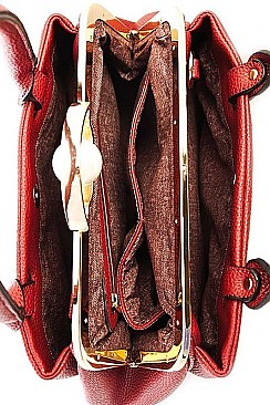 DESIGNER CHIC PEARL CLOSER SATCHEL WITH LONG STRAP