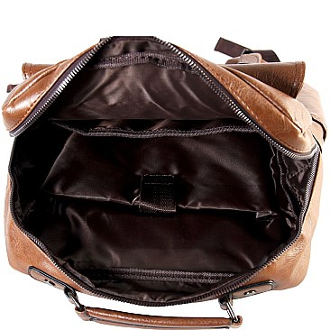 Multi-Pocket Buckle Accent Laptop Backpack