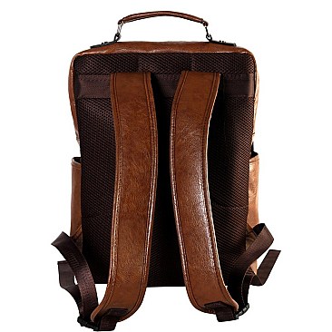 Multi-Pocket Buckle Accent Laptop Backpack