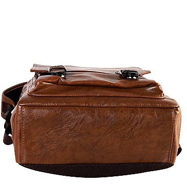 Multi-Pocket Buckle Accent Laptop Backpack