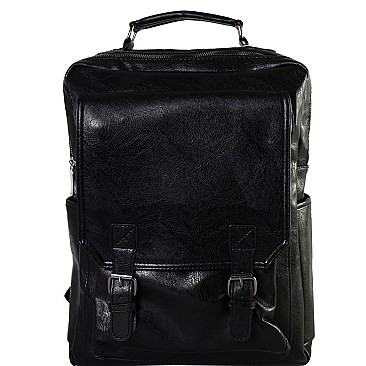 Multi-Pocket Buckle Accent Laptop Backpack