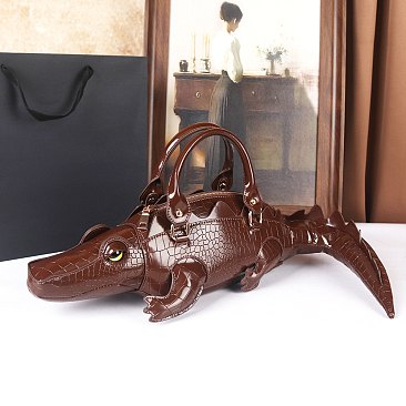 Crocodile Shaped Novelty Satchel - Shoulder Bag