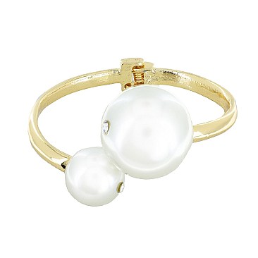 Formal LARGE PEARLS OPEN HINGE CUFF BRACELET