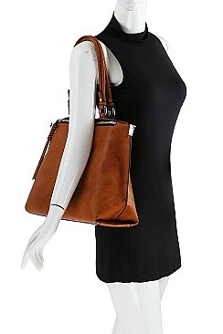 STYLISH PU LEATHER SATCHEL WITH LONG STRAP JYBAD-0003