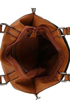 STYLISH PU LEATHER SATCHEL WITH LONG STRAP JYBAD-0003