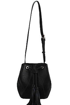 CHIC SMOOTH PU LEATHER TASSELED FASHION SHOULDER BAG JY-BAFN-0002
