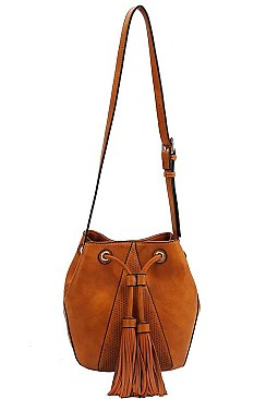 CHIC SMOOTH PU LEATHER TASSELED FASHION SHOULDER BAG JY-BAFN-0002