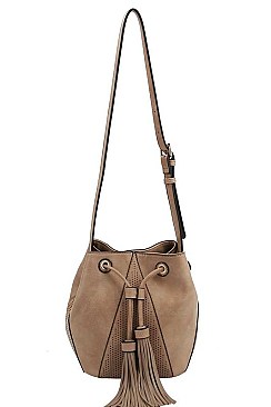 CHIC SMOOTH PU LEATHER TASSELED FASHION SHOULDER BAG JY-BAFN-0002