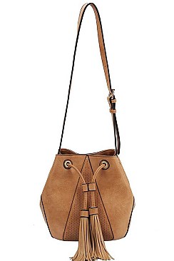 CHIC SMOOTH PU LEATHER TASSELED FASHION SHOULDER BAG JY-BAFN-0002