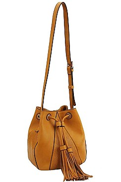 CHIC SMOOTH PU LEATHER TASSELED FASHION SHOULDER BAG JY-BAFN-0002