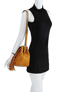 CHIC SMOOTH PU LEATHER TASSELED FASHION SHOULDER BAG JY-BAFN-0002