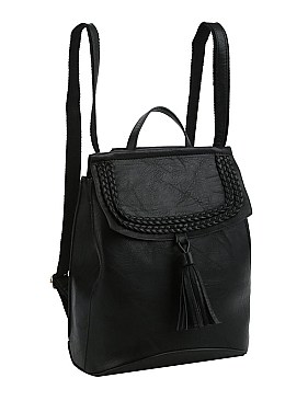 Braided Flap Tassel Accent 2 Way Backpack MH-BAL0010