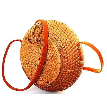 STYLISH NATURAL FIBER WOVEN TRENDY CROSSBODY BAG