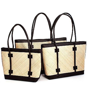 3IN1 NATURAL FIBER WOVEN SHOPPER SET